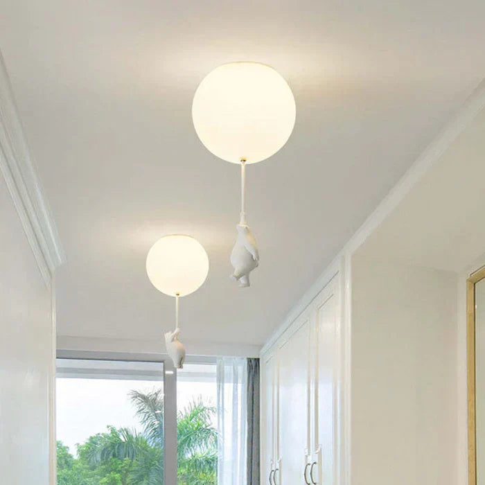 Children's Ceiling Lamp with Bear and Balloon - CloudBear-Warm White-5.91 in-A-Nora Luxe