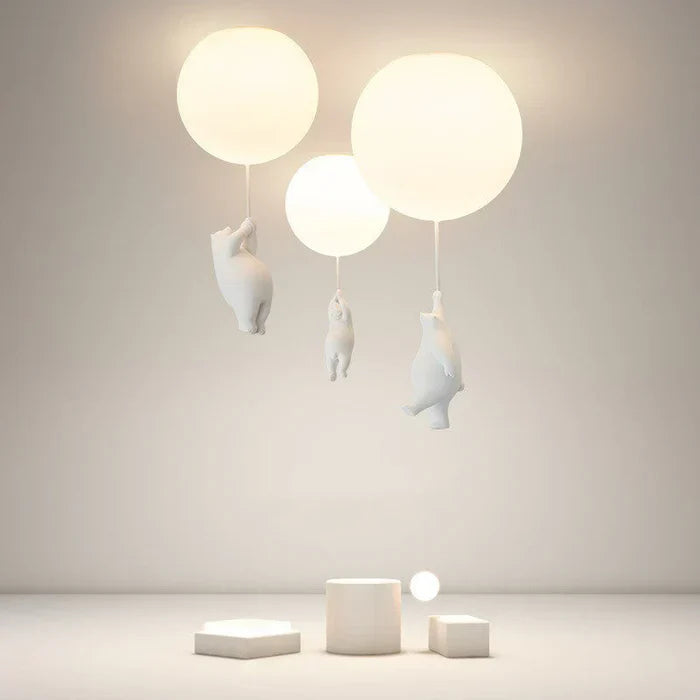 Children's Ceiling Lamp with Bear and Balloon - CloudBear-Warm White-5.91 in-A-Nora Luxe