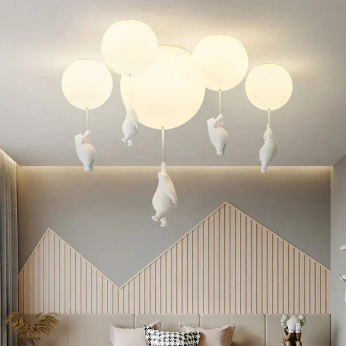 Children's Ceiling Lamp with Bear and Balloon - CloudBear-Warm White-5.91 in-A-Nora Luxe