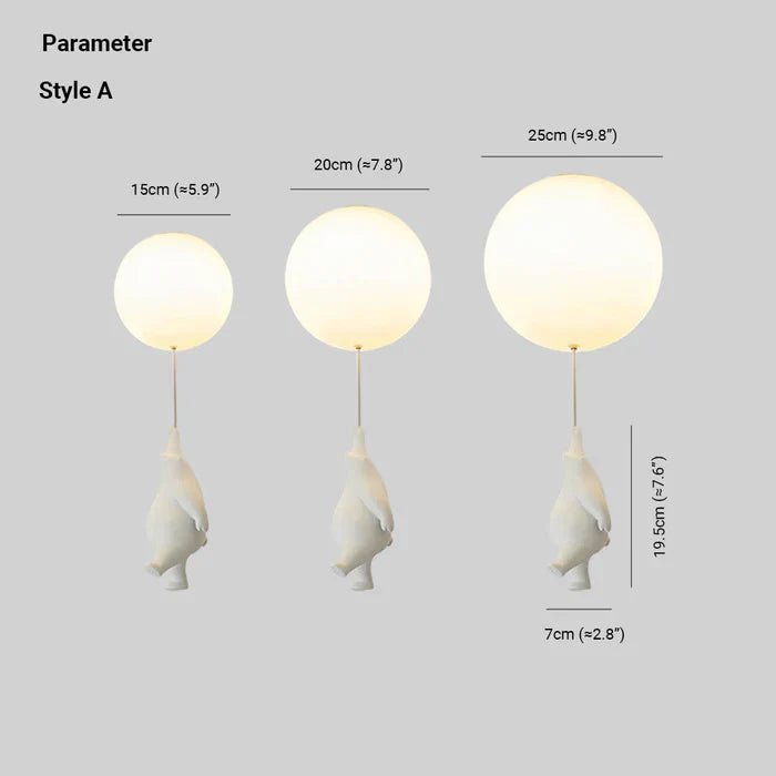 Children's Ceiling Lamp with Bear and Balloon - CloudBear-Warm White-5.91 in-A-Nora Luxe