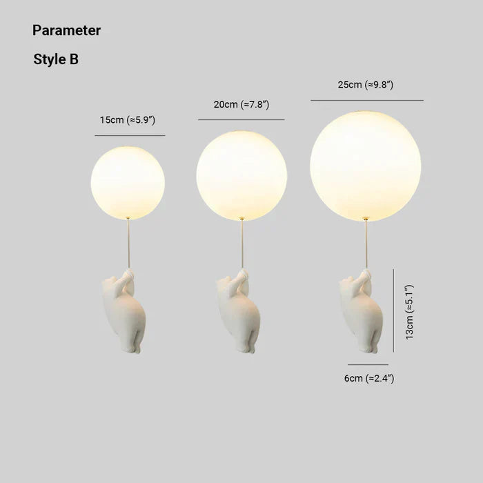 Children's Ceiling Lamp with Bear and Balloon - CloudBear-Warm White-5.91 in-A-Nora Luxe
