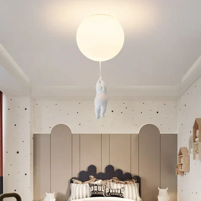 Children's Ceiling Lamp with Bear and Balloon - CloudBear-Warm White-5.91 in-A-Nora Luxe