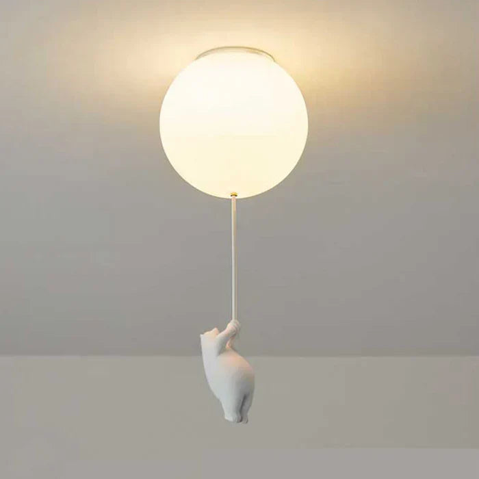 Children's Ceiling Lamp with Bear and Balloon - CloudBear-Warm White-5.91 in-B-Nora Luxe