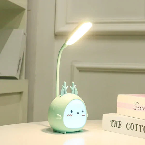 Children's reading lamp with eye protection and USB night light - BrightBuddy-Blue Deer-Nora Luxe