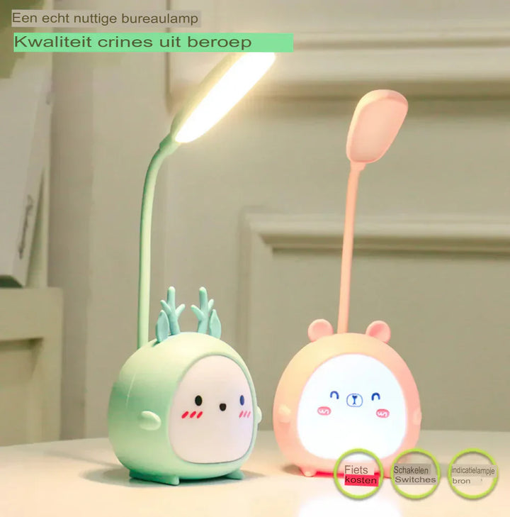 Children's reading lamp with eye protection and USB night light - BrightBuddy-Green Deer-Nora Luxe