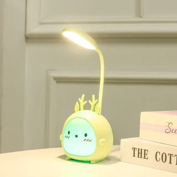 Children's reading lamp with eye protection and USB night light - BrightBuddy-Green Deer-Nora Luxe