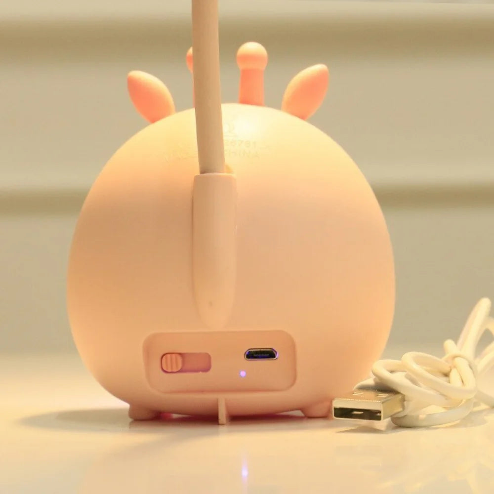 Children's reading lamp with eye protection and USB night light - BrightBuddy-Green Deer-Nora Luxe