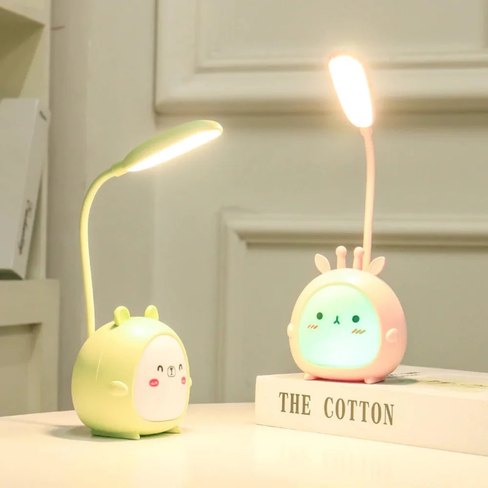 Children's reading lamp with eye protection and USB night light - BrightBuddy-Green Deer-Nora Luxe