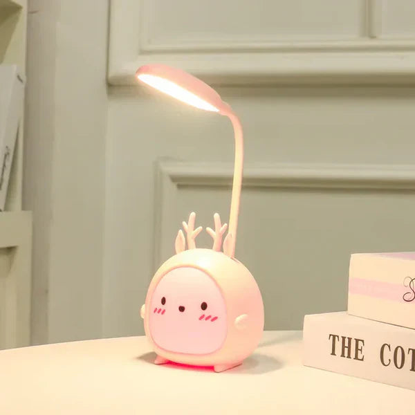Children's reading lamp with eye protection and USB night light - BrightBuddy-Pink Deer-Nora Luxe