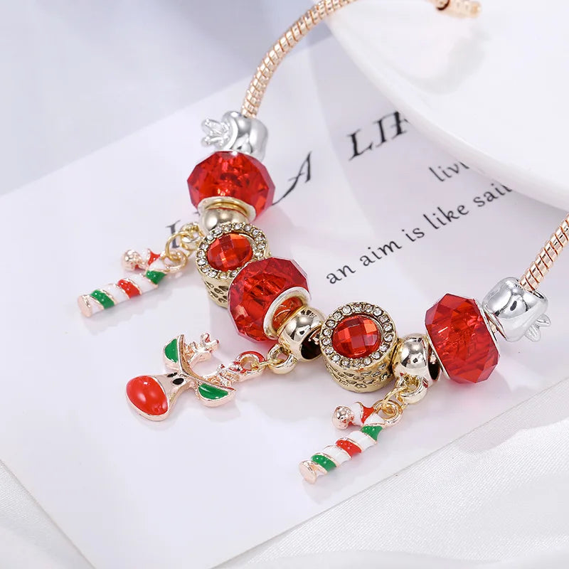 Christmas Candy Cane Charm Bracelet | Festive Jewellery Gift-REINDEER-Nora Luxe