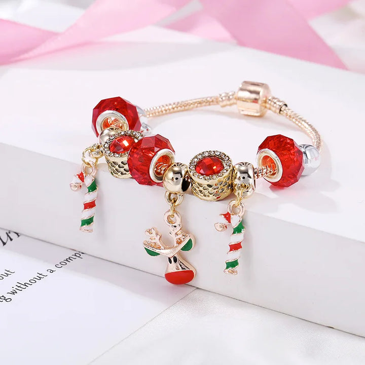 Christmas Candy Cane Charm Bracelet | Festive Jewellery Gift-REINDEER-Nora Luxe