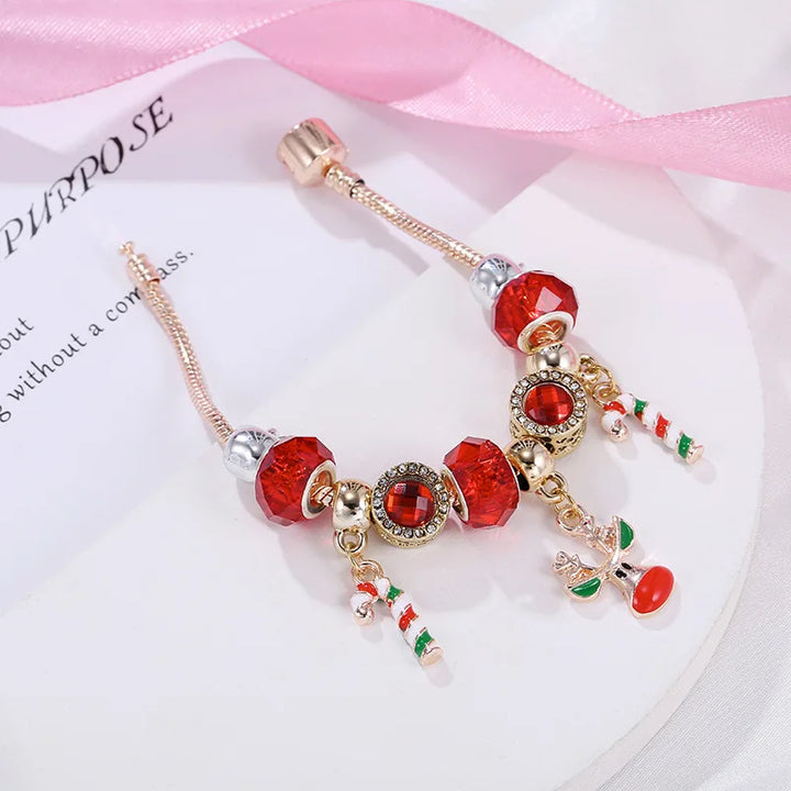 Christmas Candy Cane Charm Bracelet | Festive Jewellery Gift-REINDEER-Nora Luxe