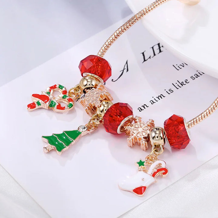 Christmas Candy Cane Charm Bracelet | Festive Jewellery Gift-REINDEER-Nora Luxe