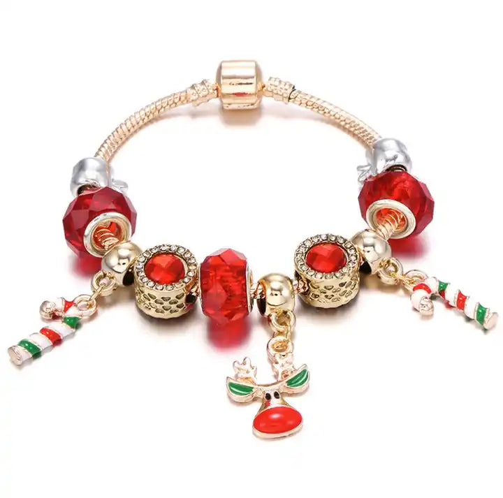 Christmas Candy Cane Charm Bracelet | Festive Jewellery Gift-REINDEER-Nora Luxe