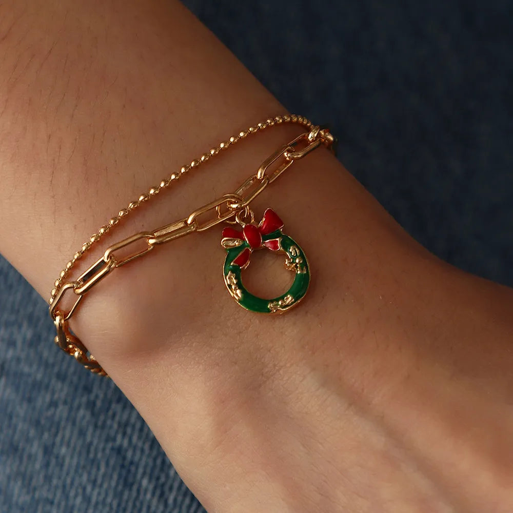 Christmas Charm Bracelet | Festive and Fun Design-CHRISTMAS WREATH-Nora Luxe