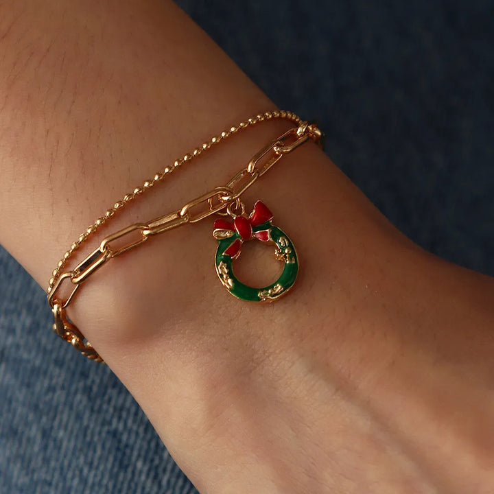 Christmas Charm Bracelet | Festive and Fun Design-CHRISTMAS WREATH-Nora Luxe