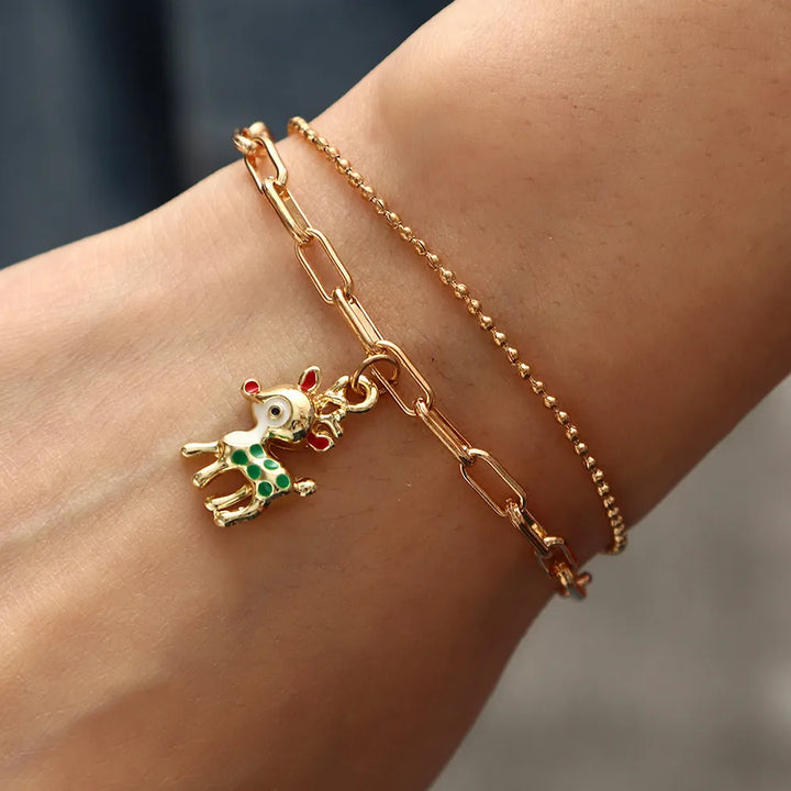 Christmas Charm Bracelet | Festive and Fun Design-REINDEER-Nora Luxe