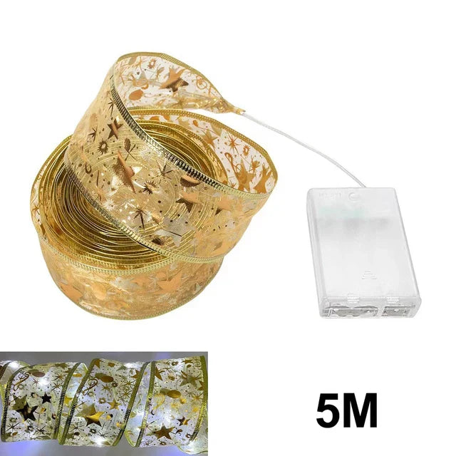 Christmas Lights Ribbon - TwinkleRibbon-Style 4-196.85 inches-Nora Luxe