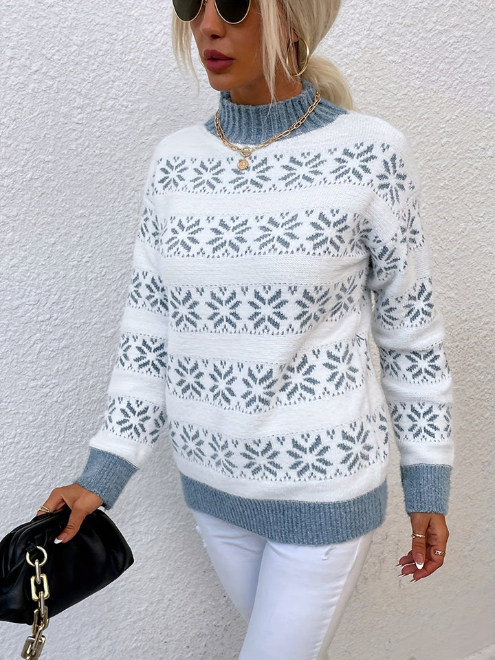 Christmas Pattern Sweater - Holly-Blue-S-Nora Luxe