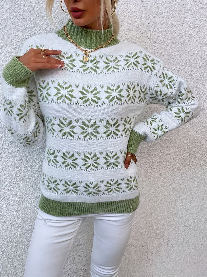 Christmas Pattern Sweater - Holly-Green-S-Nora Luxe