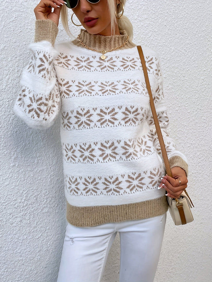Christmas Pattern Sweater - Holly-Khaki-S-Nora Luxe