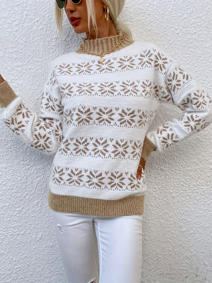 Christmas Pattern Sweater - Holly-Pink-S-Nora Luxe