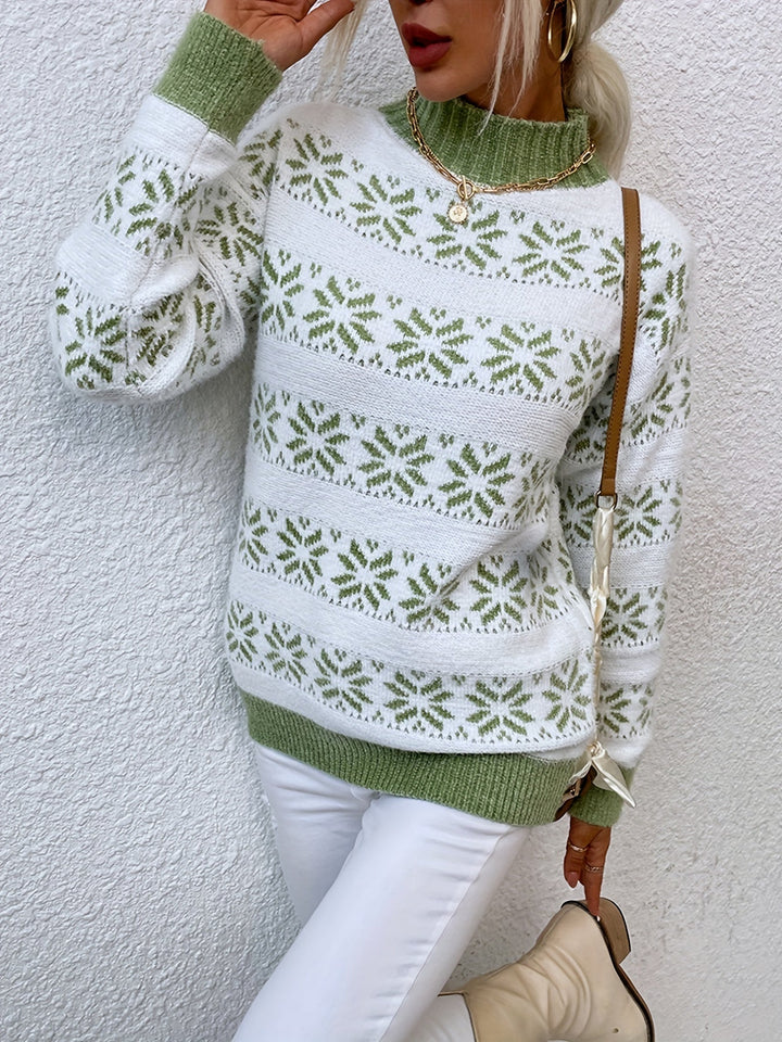 Christmas Pattern Sweater - Holly-Pink-S-Nora Luxe