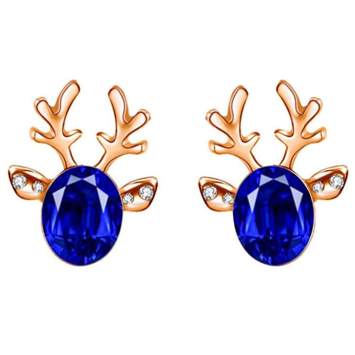 Christmas Reindeer Stud Earrings | Festive Women's Jewellery-BLUE GOLD-Nora Luxe