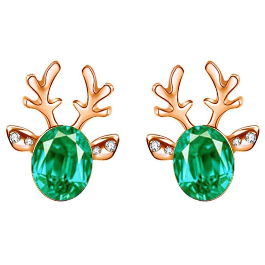 Christmas Reindeer Stud Earrings | Festive Women's Jewellery-GREENGOLD-Nora Luxe