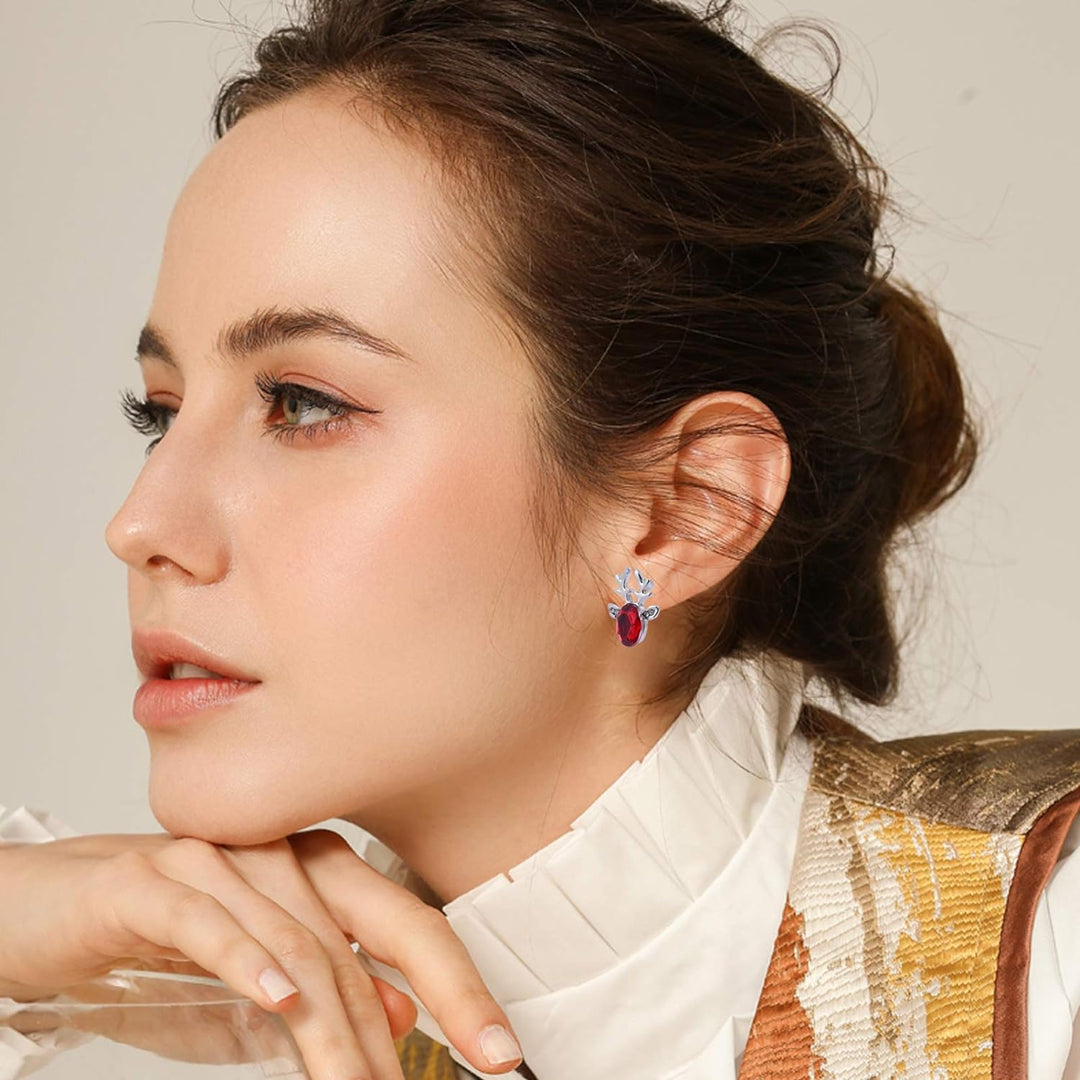 Christmas Reindeer Stud Earrings | Festive Women's Jewellery-RED GOLD-Nora Luxe