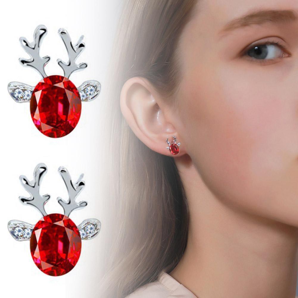 Christmas Reindeer Stud Earrings | Festive Women's Jewellery-RED GOLD-Nora Luxe