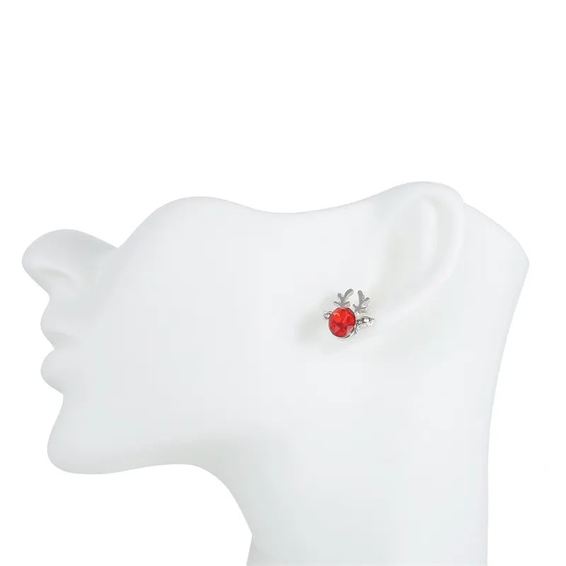Christmas Reindeer Stud Earrings | Festive Women's Jewellery-RED GOLD-Nora Luxe
