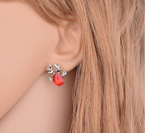 Christmas Reindeer Stud Earrings | Festive Women's Jewellery-RED GOLD-Nora Luxe