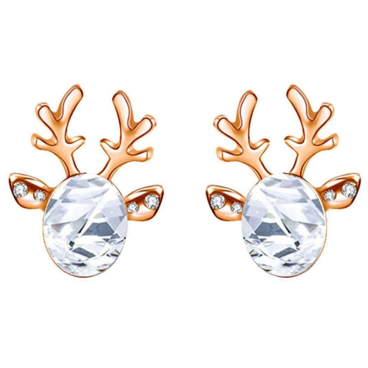 Christmas Reindeer Stud Earrings | Festive Women's Jewellery-WHITE GOLD-Nora Luxe