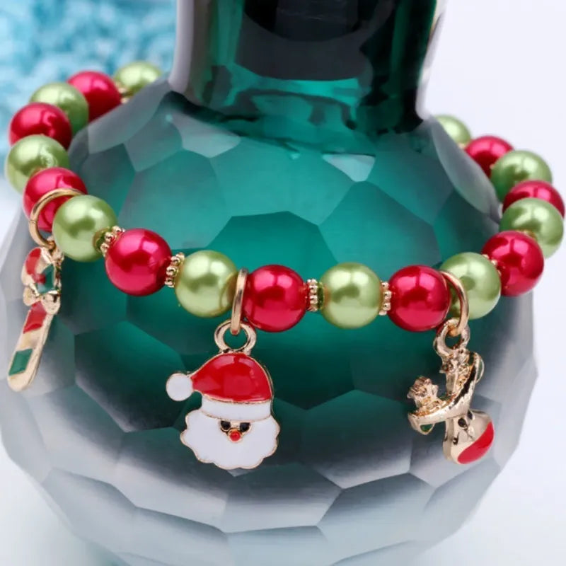 CHRISTMAS SANTA BEAD BRACELET-Nora Luxe