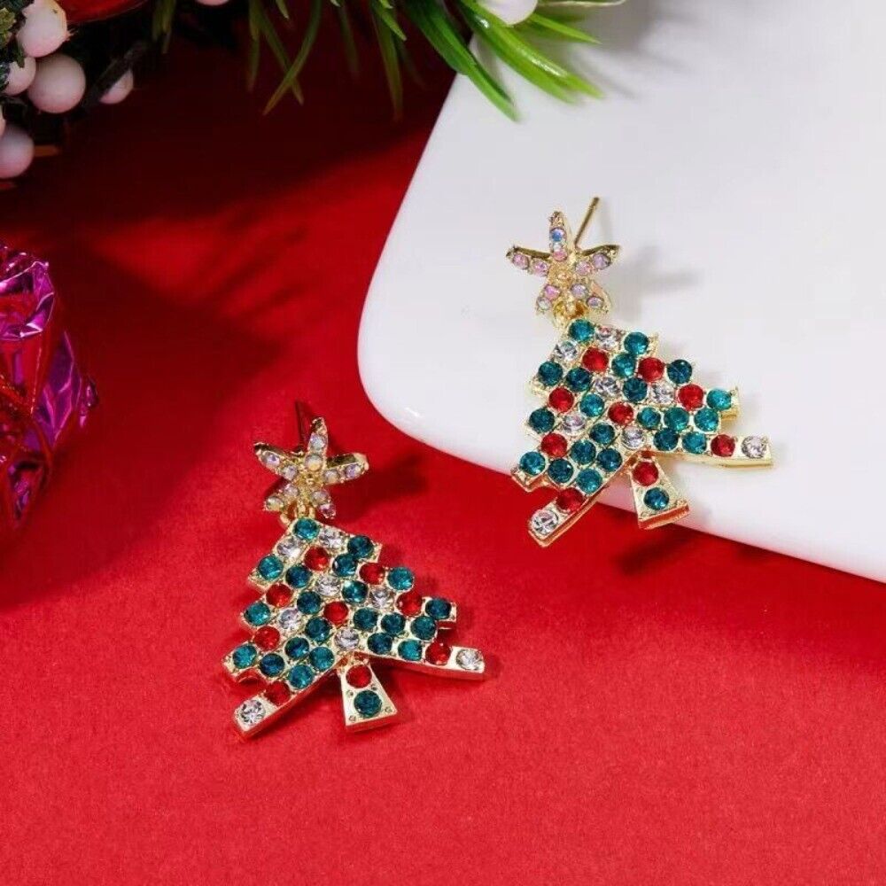 Christmas Tree Dangle Earrings | Women's Jewellery-CLEAR-Nora Luxe