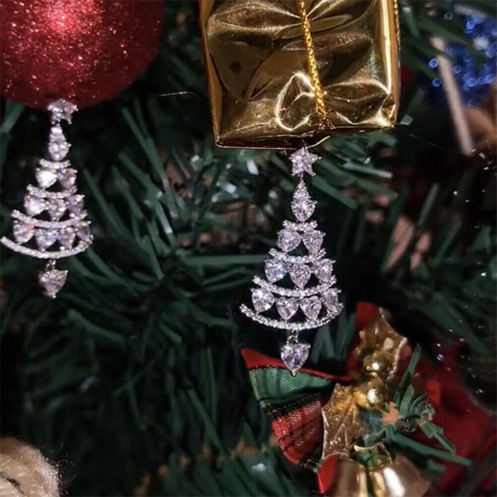 Christmas Tree Dangle Earrings | Women's Jewellery-CLEAR-Nora Luxe