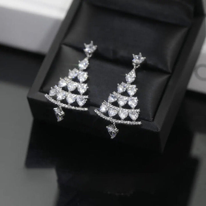 Christmas Tree Dangle Earrings | Women's Jewellery-CLEAR-Nora Luxe