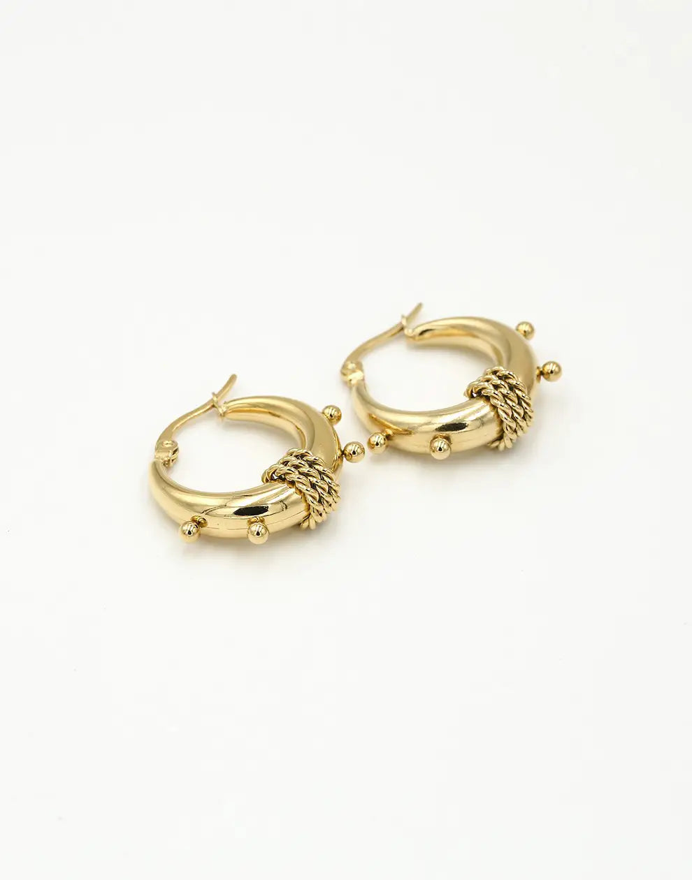 Chunky Bali-Style Earrings-Gold-Nora Luxe