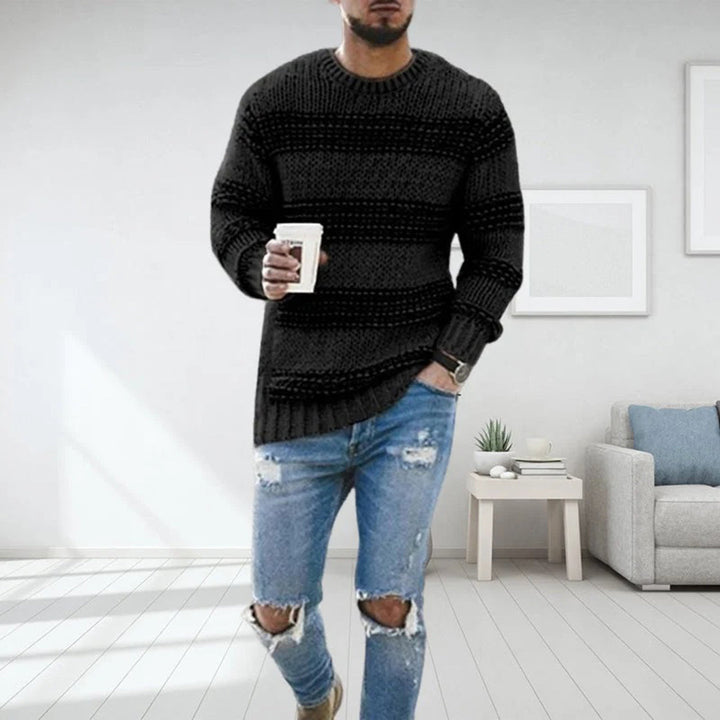 Chunky Knit Scandinavian Men's Sweater - Arvid-Black-S-Nora Luxe
