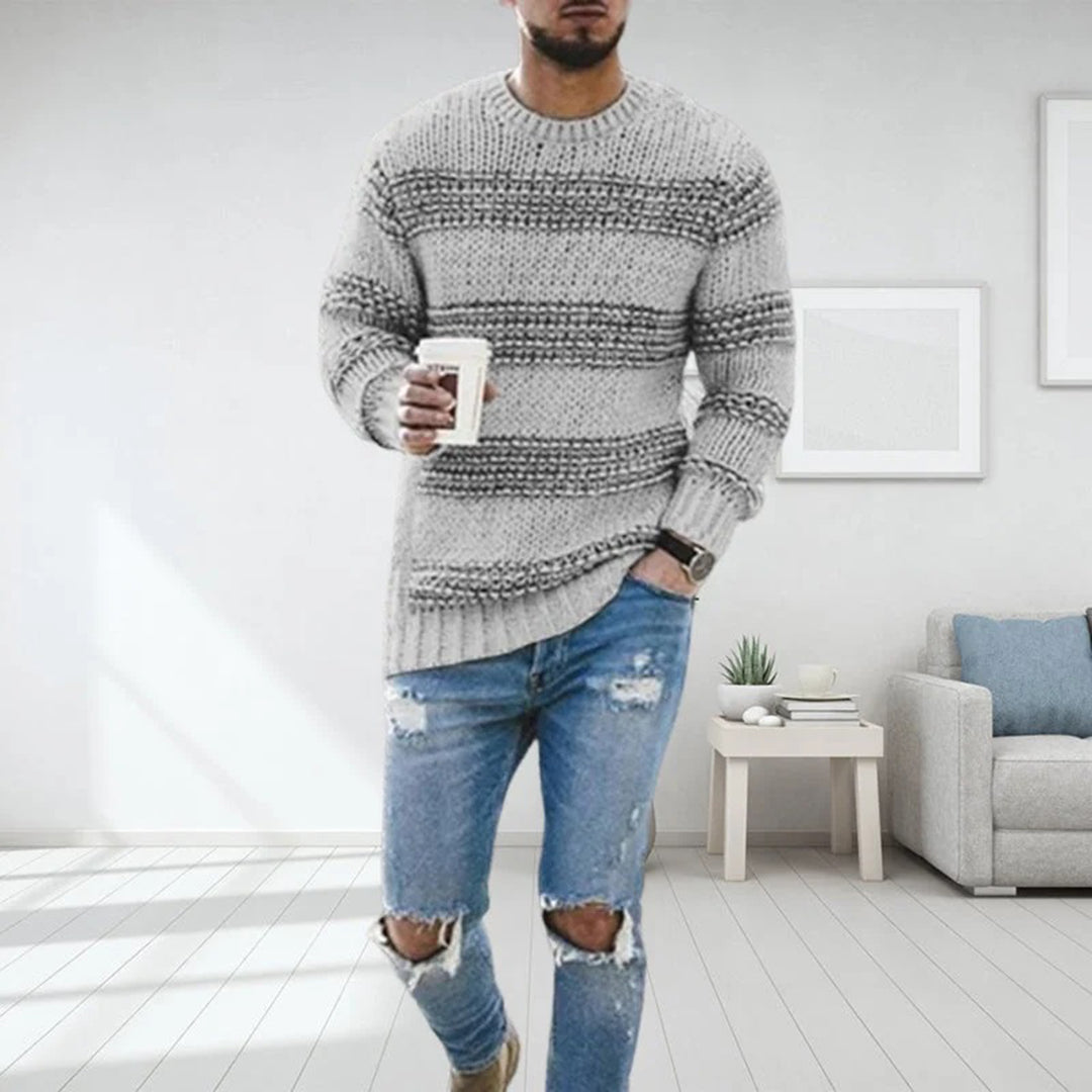 Chunky Knit Scandinavian Men's Sweater - Arvid-Gray-S-Nora Luxe