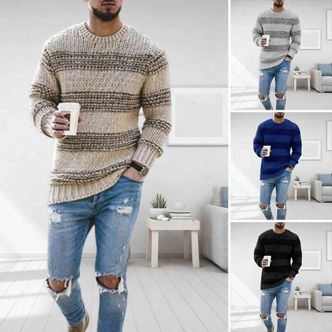Chunky Knit Scandinavian Men's Sweater - Arvid-Khaki-S-Nora Luxe