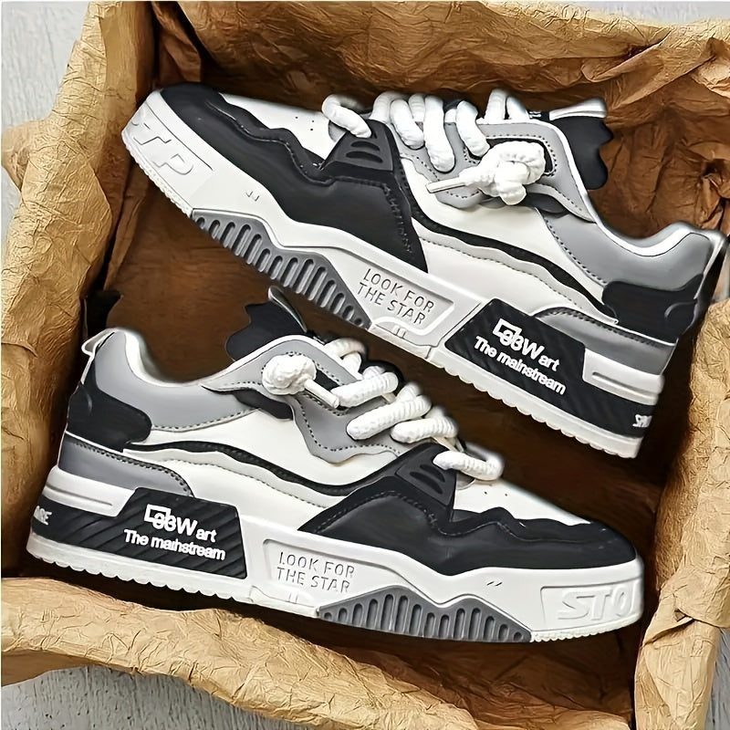 Chunky men's streetwear sneaker with tread sole & comfort padding - Cairo-Beige-5.5-Nora Luxe
