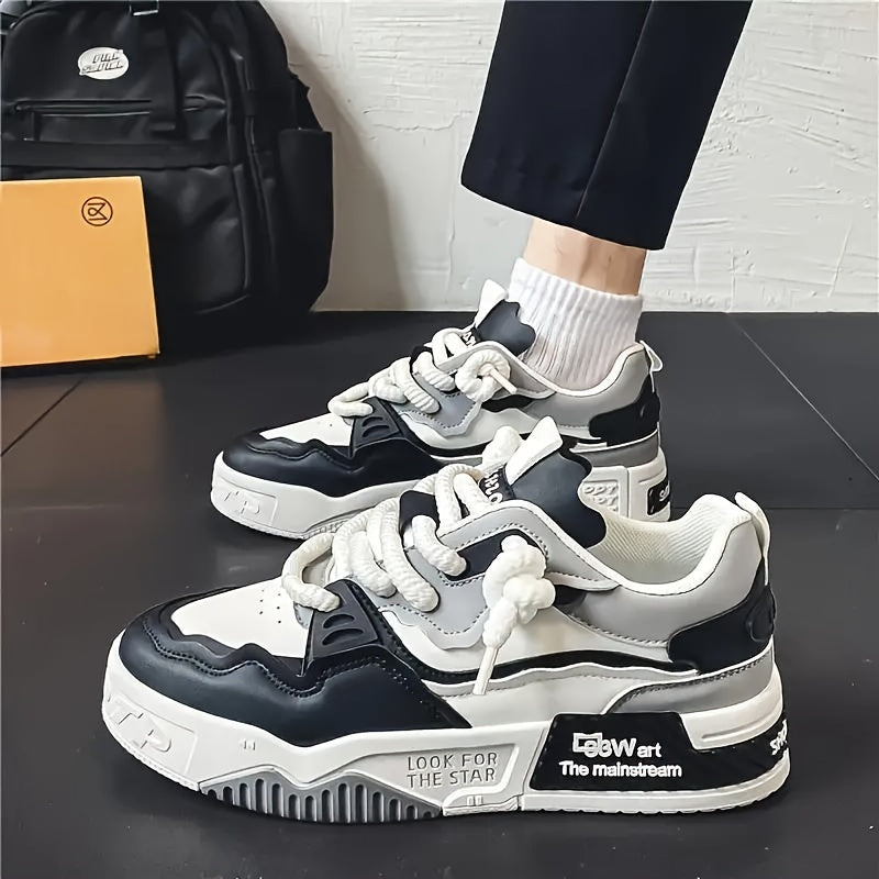 Chunky men's streetwear sneaker with tread sole & comfort padding - Cairo-Beige-5.5-Nora Luxe