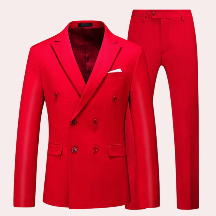 Classic 2-piece Men's Suit - Vincent-Red-M-Nora Luxe