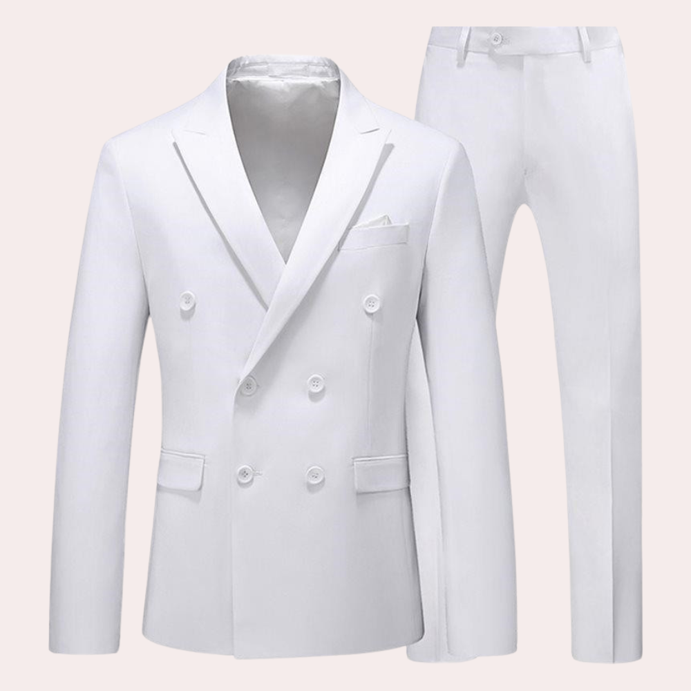 Classic 2-piece Men's Suit - Vincent-White-M-Nora Luxe