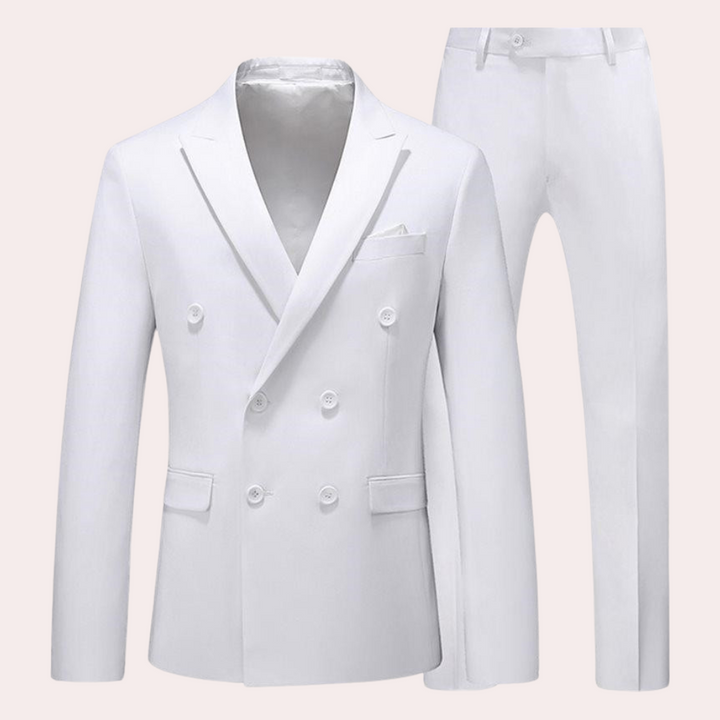 Classic 2-piece Men's Suit - Vincent-White-M-Nora Luxe