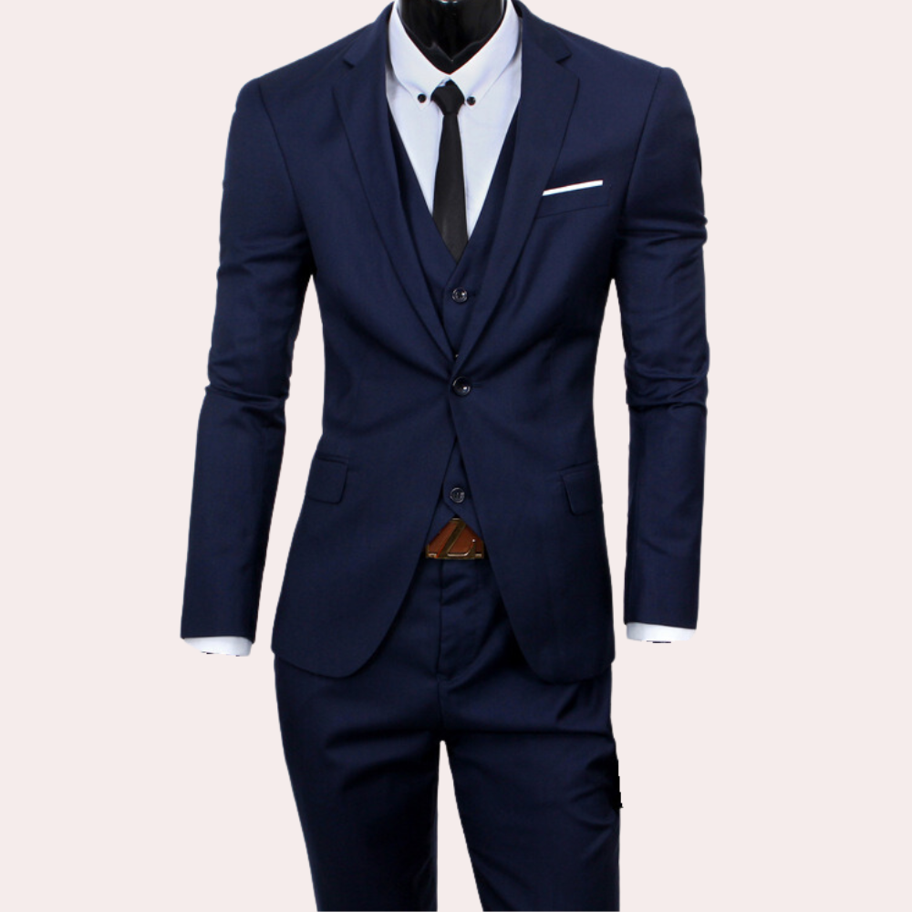 Classic 3-Piece Men's Suit - Theo-Dark blue-S-Nora Luxe