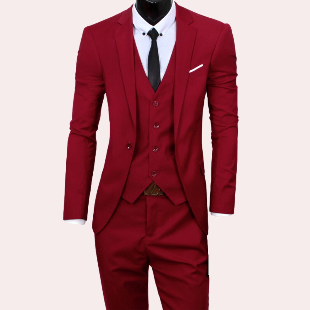 Classic 3-Piece Men's Suit - Theo-Red-S-Nora Luxe