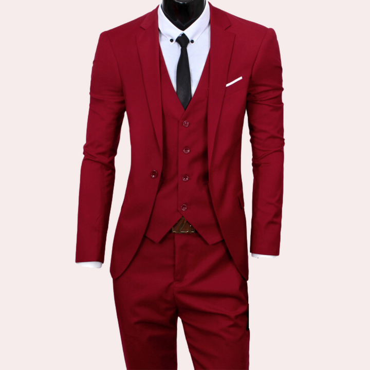 Classic 3-Piece Men's Suit - Theo-Red-S-Nora Luxe